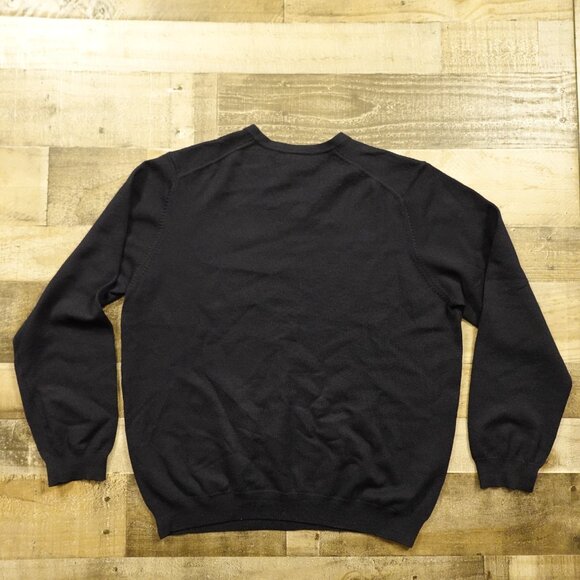 Brooks Brothers Merino Wool V-Neck Sweater Men’s Large Black Stretch Knit - Picture 7 of 8